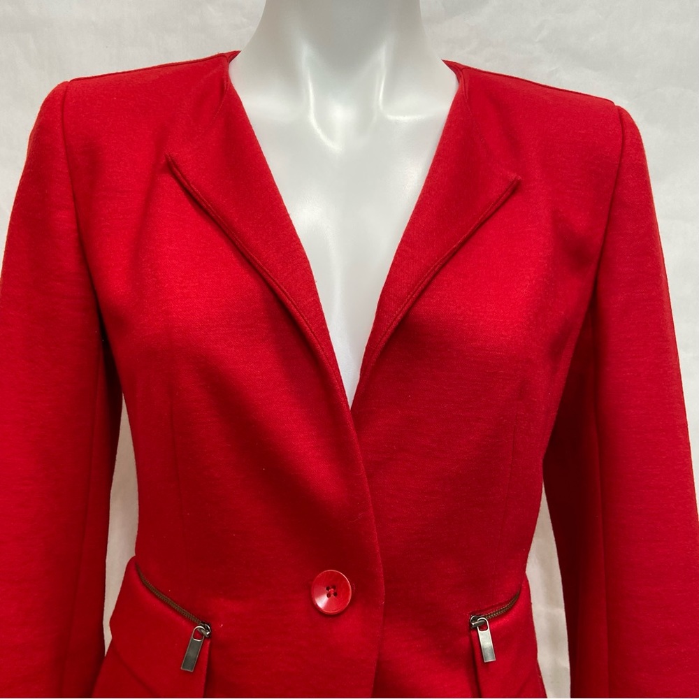 Classiques Entier Fitted One Button Red Blazer - image 5